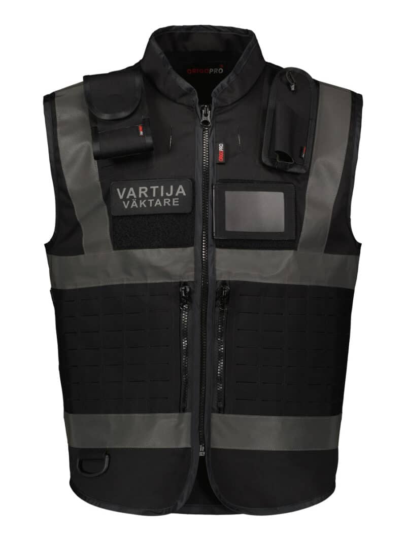 Tactical Molle vest black stealth reflectors Front