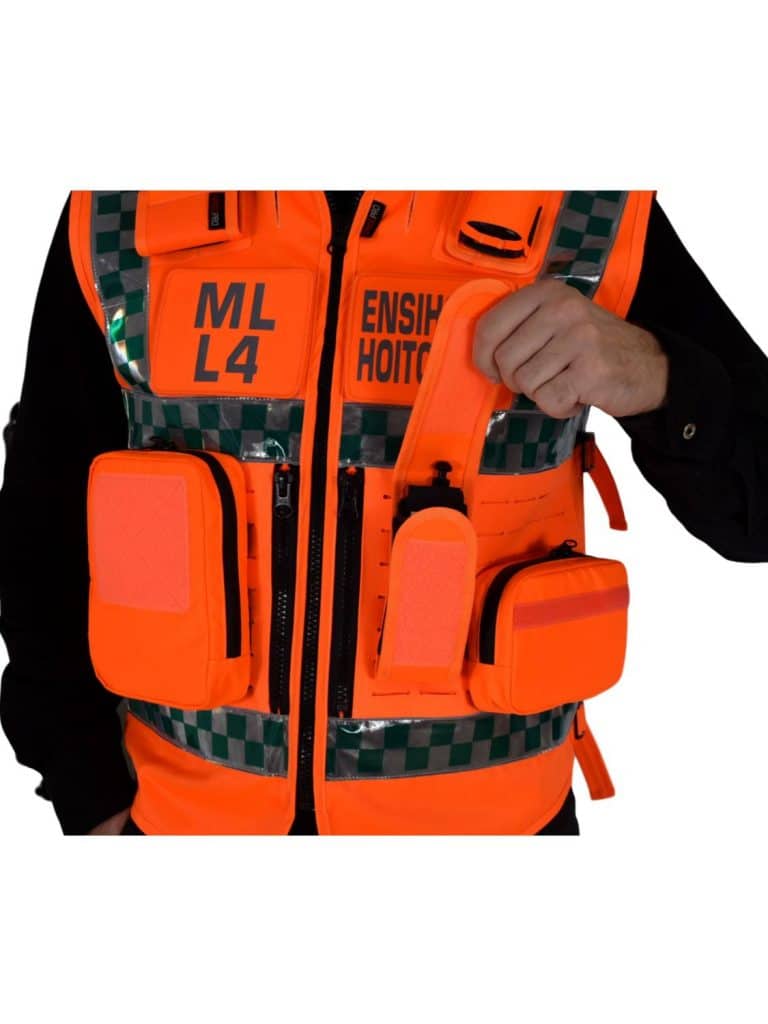 equipment vest en 20471 orange tourniquet pocket