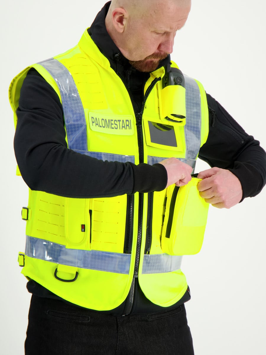 Tactical vest, High Visibility vest EN 20471 lk 2, + silver gray Prismatic  reflector, EN 20471 HiVis Yellow - ORIGOPRO Tactical Vest High Visibility  Vest En 20471 Lk 2 Silver Gray Prismatic Reflector Yellow