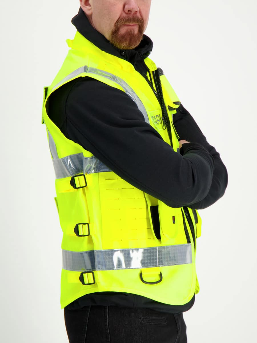 Elasto High Visibility Vest Set in Polybag According to EN ISO 20471  Certified High Visibility Vest Yellow One Size XXL with Reflective Strips  (1)